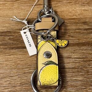 NWT Coach Trigger Snap Bag Charm With Lemon Print
